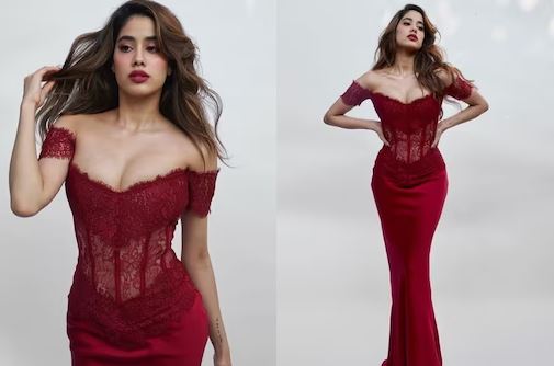 Janhvi Kapoor Stuns in a Red Corset Maxi Dress, All Set for Valentine’s Date; Check Out Her Latest Photos